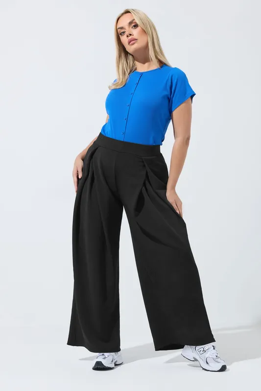 Pleated Wide Leg Trousers - Yours