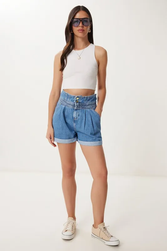 High-Waist Mom Denim Shorts