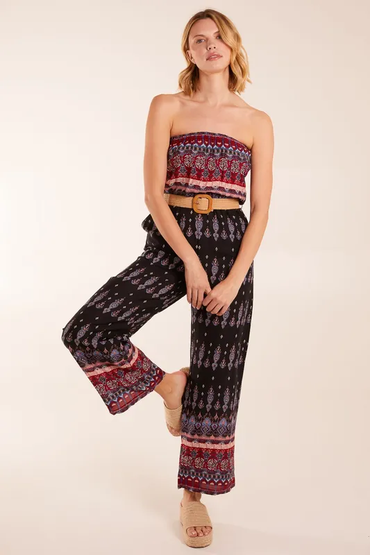 Belted Bandeau Jumpsuit - Blue Vanilla
