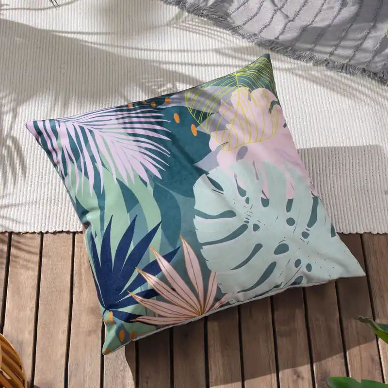 Leafy Palm Sqaure Water & UV Resistant Outdoor Cushion - Furn