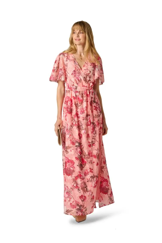 Print Embroidery Wrap Dress - Adrianna Papell