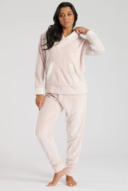 Cable Cut Luxury Fleece Hooded Ears Twosie - Loungeable