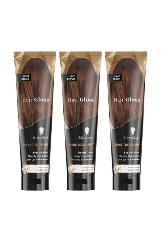 'Hair Gloss' Shine Treatment Light Brown 150ml, 3 Pack - Schwarzkopf