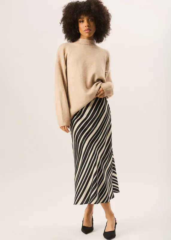 Bias Stripe Assymetric Skirt - Gini London