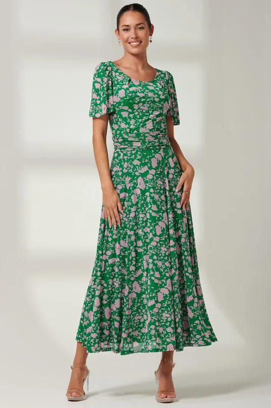 Paityn Angel Sleeve Mesh Maxi Dress - Jolie Moi