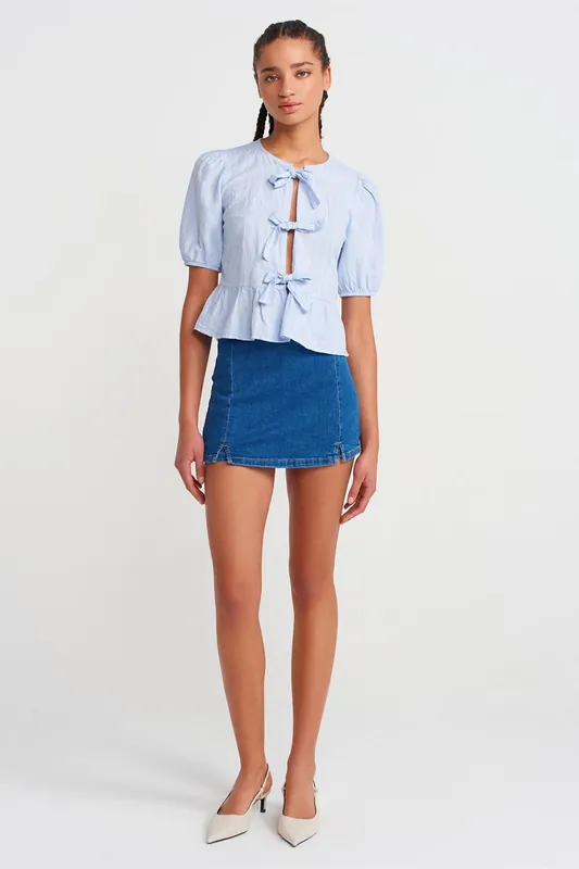 High-Waist Mini A-Line Denim Skirt