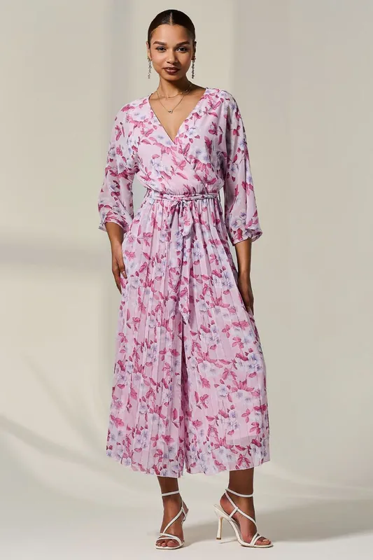 Flared Printed Chiffon Jumpsuit - Jolie Moi