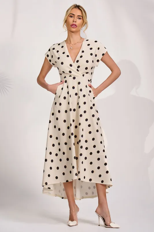 Printed Scuba Dipped Hem Maxi Dress - Jolie Moi
