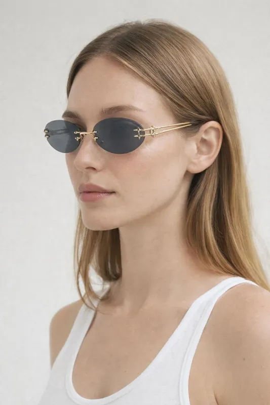 Rimless Oval Sunglasses - SVNX