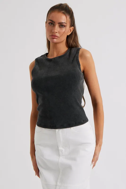 Washed Ribbed Racer Vest - Urban Bliss