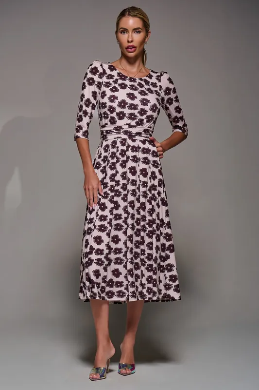 Three Quarter Sleeve Jersey Midi Dress - Jolie Moi