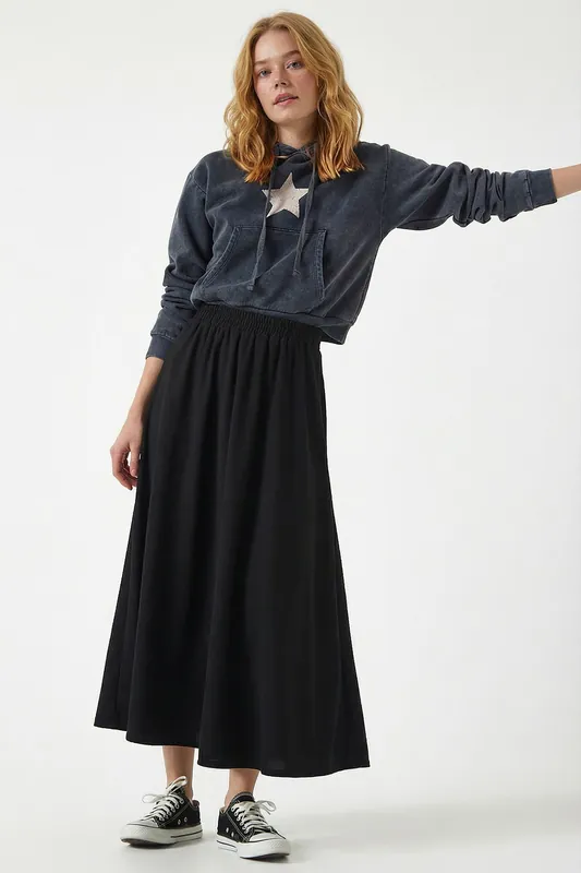 Elastic Waist Maxi Skirt - Happiness Istanbul