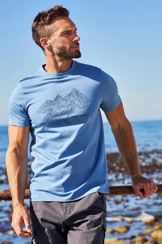 Tonal Mountain' Summer Casual Cotton Graphic T-Shirt