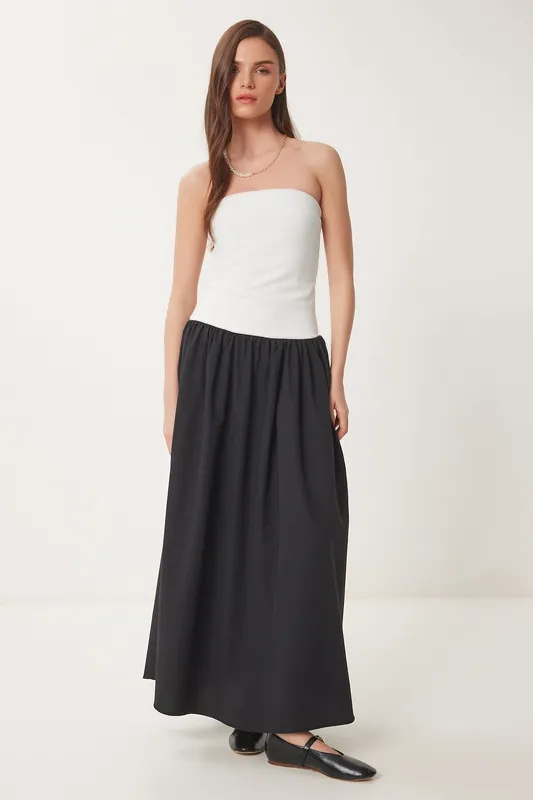 Color Blocked Strapless Maxi Dress - Happiness Istanbul