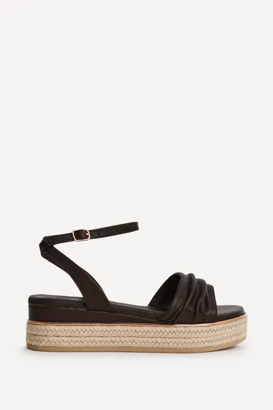 Dazed Brown Faux Leather Flatform Sandals - Linzi