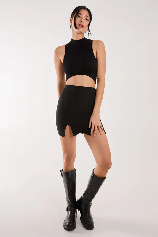 Bandage Double Split Mini Skirt - Pink Vanilla