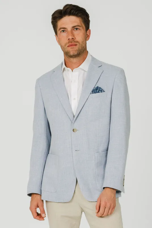 Light Blue Textured Weave Jacket - Dobell