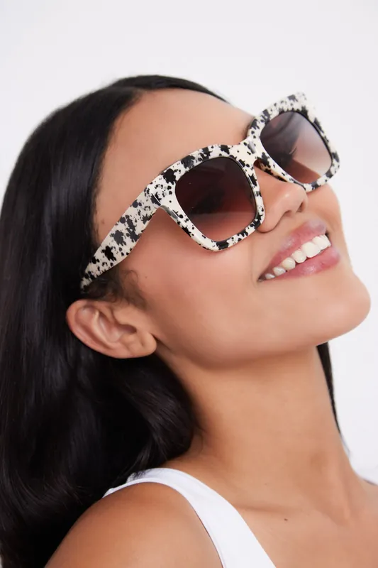 Oversized Square Sunglasses in Milky Tortoiseshell - My Accessories London