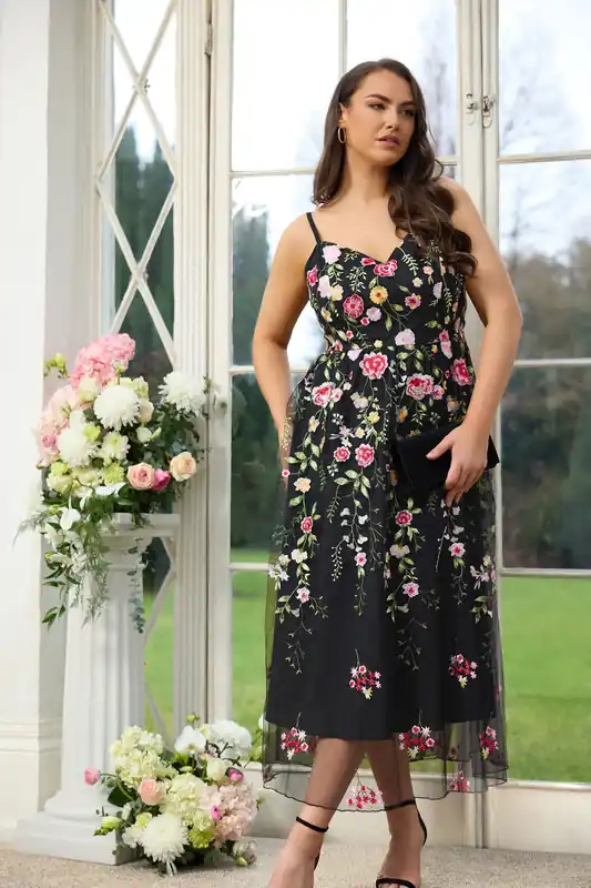 Floral Embroidered Maxi Dress - Yours