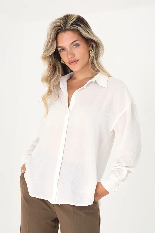 Long Sleeve Dobby Chiffon Shirt - Brave Soul