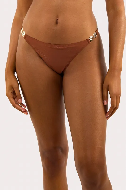 Morgan Bronze Glitter Mix & Match Tanga Bikini Bottoms - Wolf & Whistle
