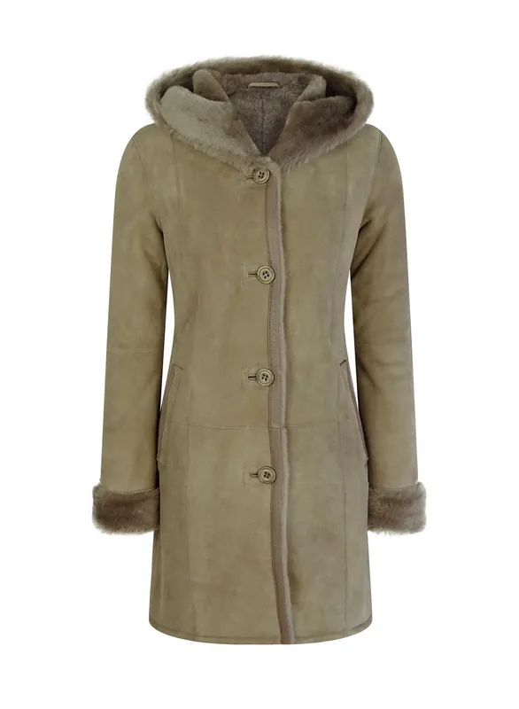Long Hooded Merino Sheepskin Jacket - TruClothing