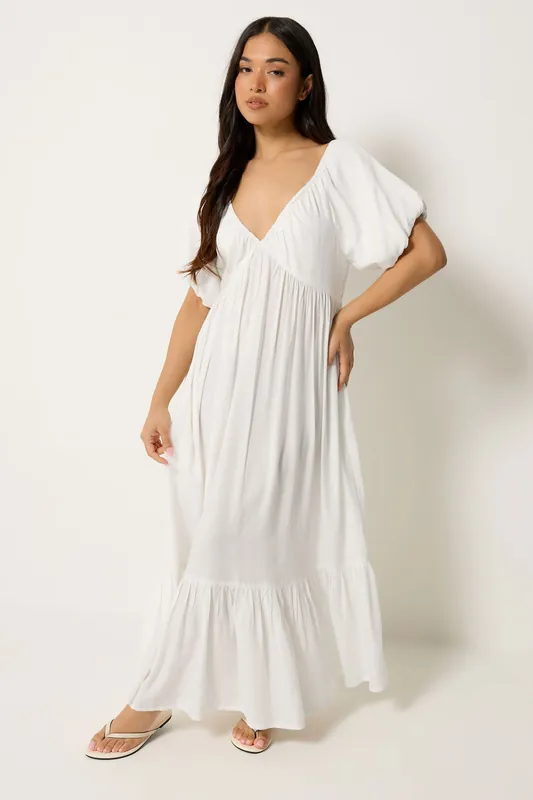 Petite Puff Sleeve Maxi Dress - PixieGirl