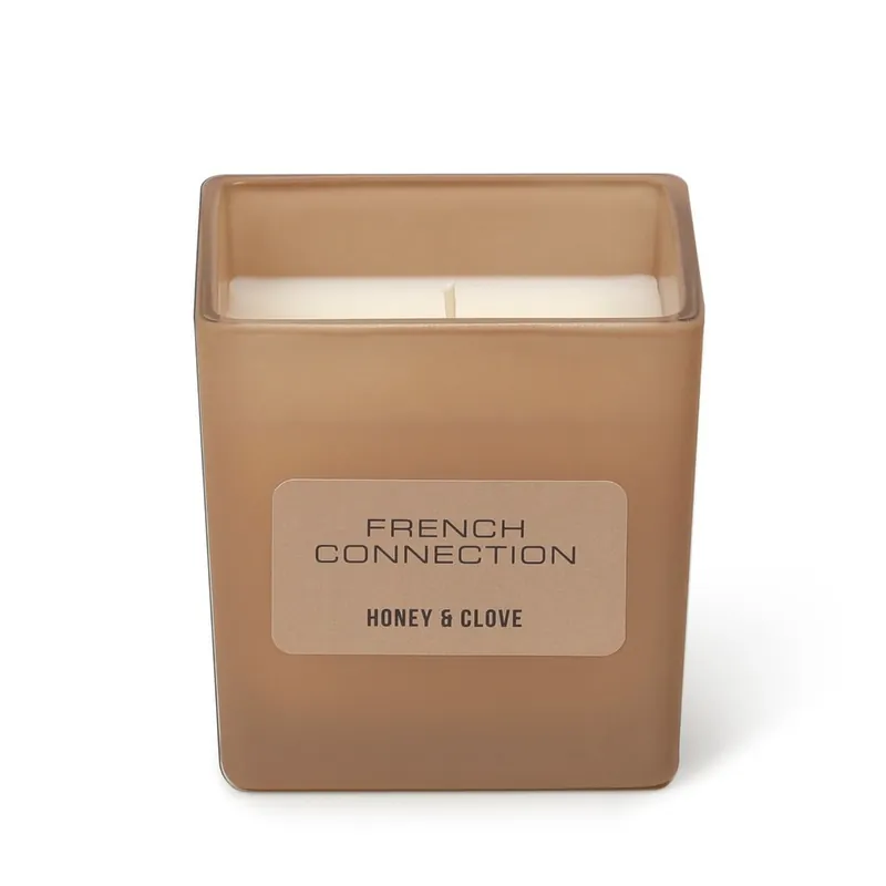 Glass Candle with Lid Honey & Clove 190g Single Wick - French Connection