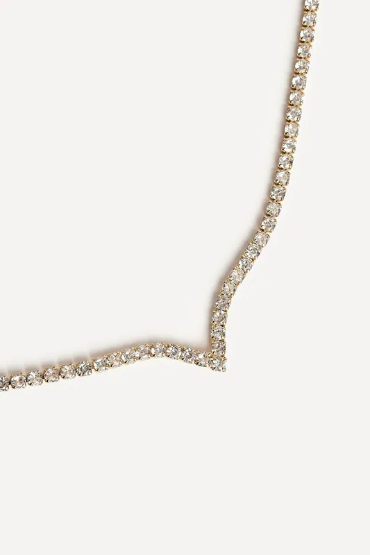 Evermore Gold V-Shape Tennis Necklace