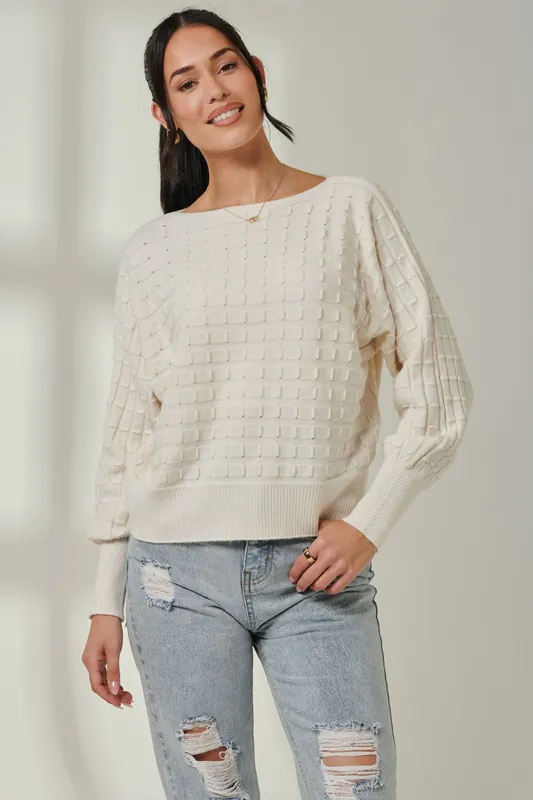 Bubble Stitch Batwing Knit Jumper - Jolie Moi