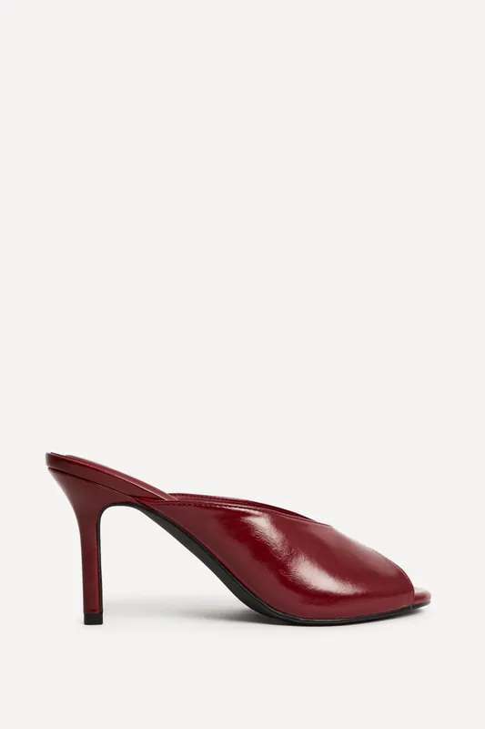 Marseille Red Peep Toe Mule Heels - Linzi