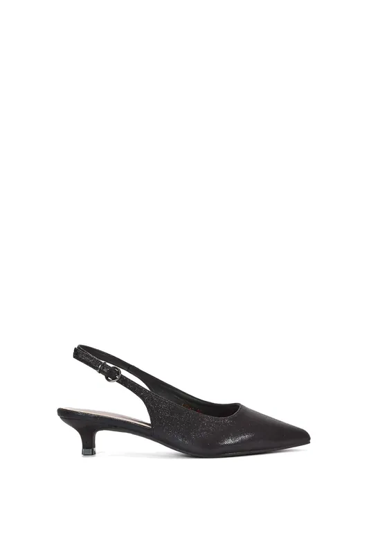 Vega' Slingback Kitten Heel Court Shoes With Pointed Toe - XY London