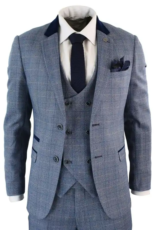 3 Piece Herringbone Check Suit - Infinity Leather