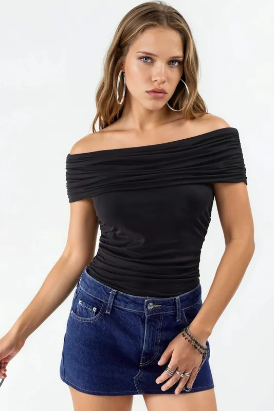 Off Shoulder Drape Blouse - Busem
