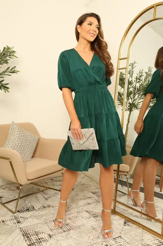 Teardrop Keyhole Wrap Dress - DOUBLE SECOND