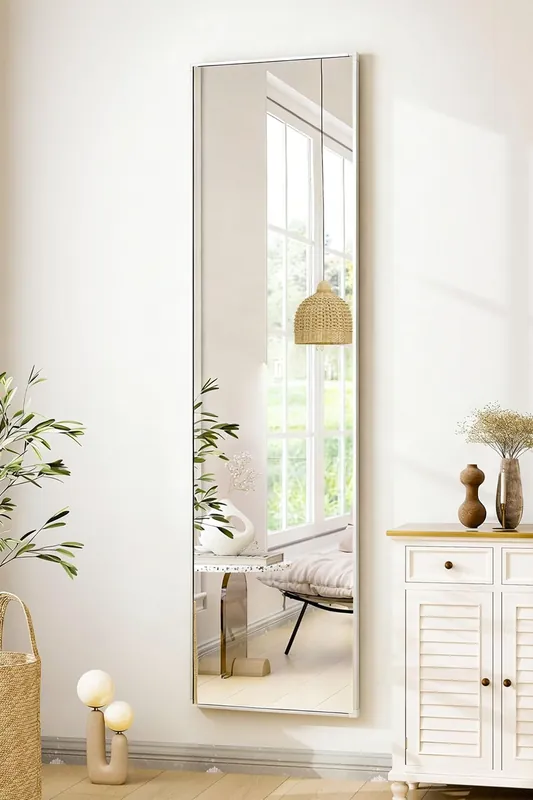 120x30cm Modern Full Length Mirror Metal Frame Wall-Mounted Dressing Mirror for Bedroom & Clothing Store
