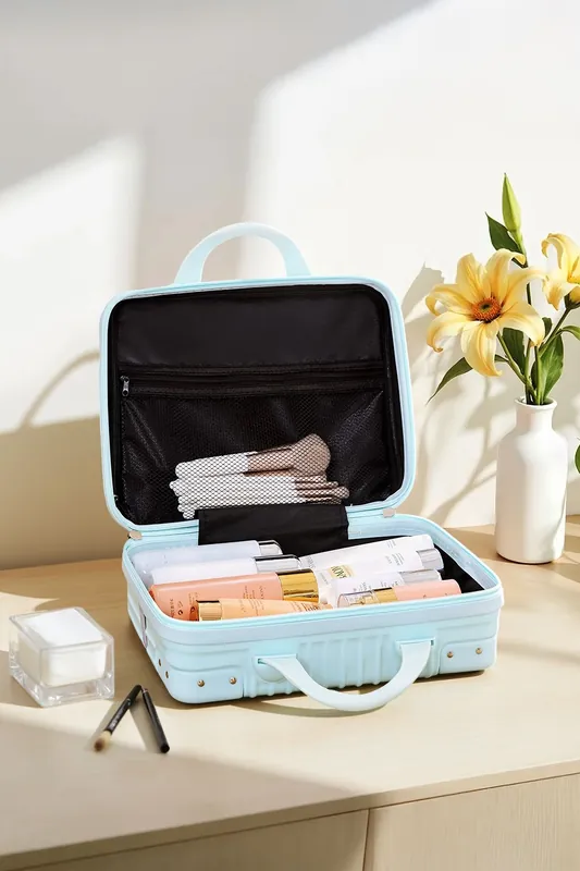 Portable Green Hard Shell Handheld Makeup Travel Case - SHEONLY