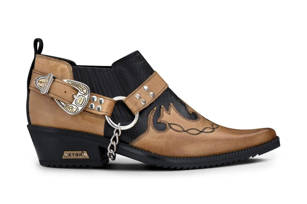 Men's Black/Tan Snakeskin Winklepicker Leather Western Shoes - Infinity Leather