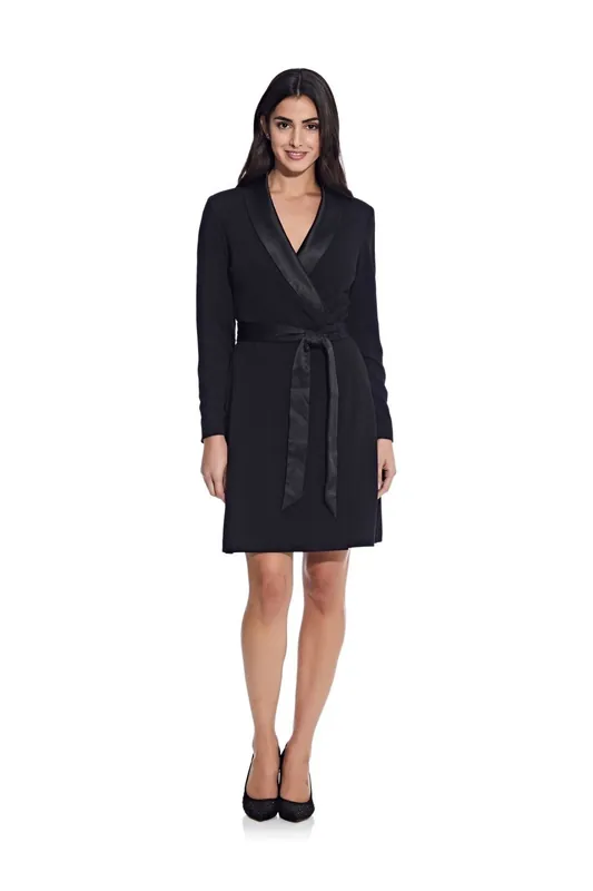 Knit Crepe Tuxedo A-Line Dress