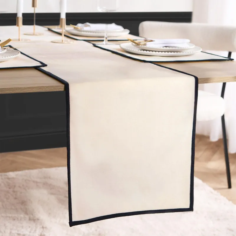 Border Trim Piped Matte Velvet Table Runner Décor - OHS
