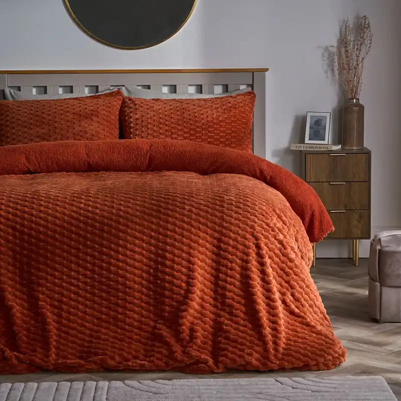 Waffle Fleece Thermal Duvet Cover Soft Bedding Set - OHS