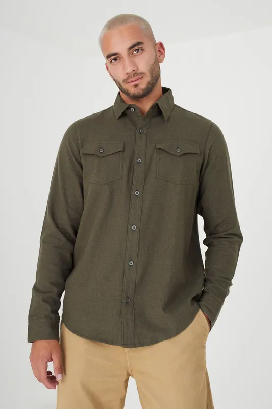 Cotton Brushed Flannel Long Sleeve Shirt - Brave Soul