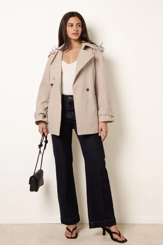 Stone Short Trench Coat - Blue Vanilla