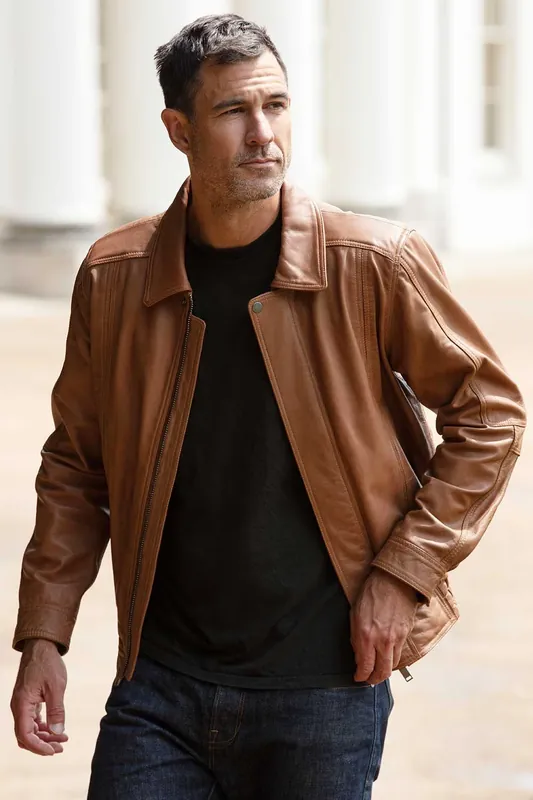 Casa di Vero' Real Leather Brando Bomber Jacket - Ashwood Leather