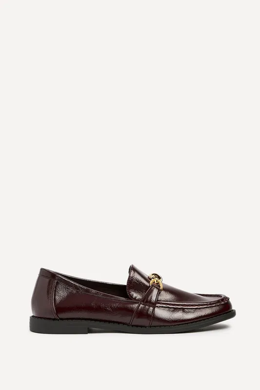Affluent Burgundy Faux Leather Loafers - Linzi