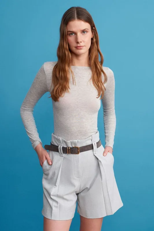 High-Waist Belted Tailored Shorts