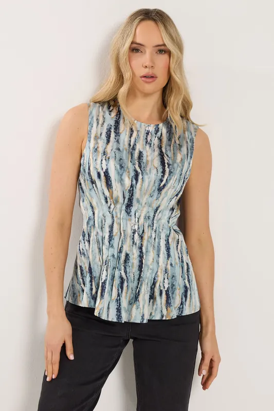 Tall Abstract Satin Pleated Vest Top - Long Tall Sally