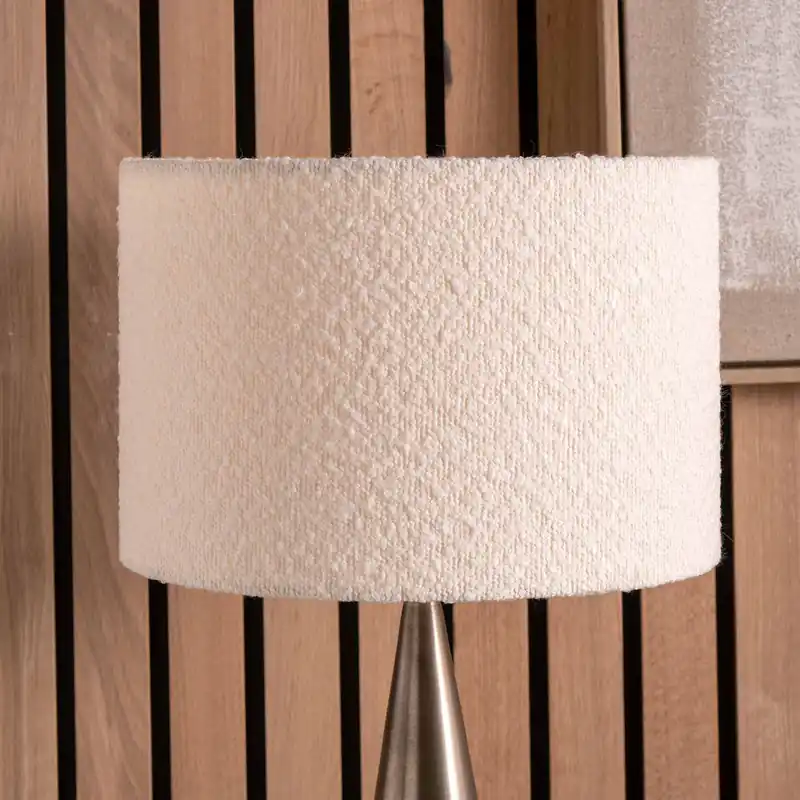 White Boucle Cylinder Shade for Table Lamps - Ruma