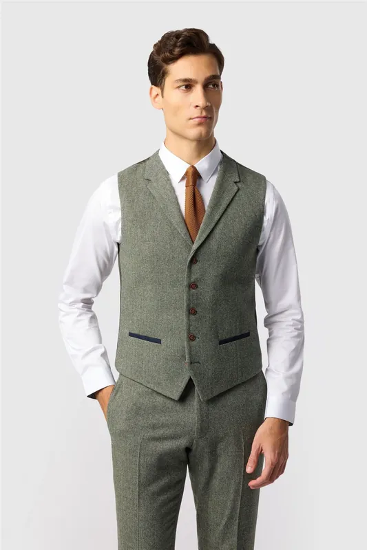 Single Breasted Five Button V-neck Slim Fit Suit Waistcoat