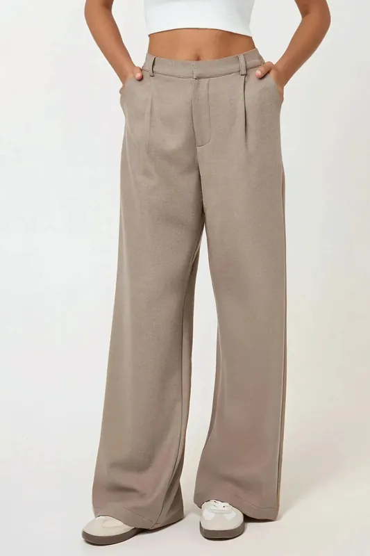 High Waist Pleated Wide Leg Pants - Hiccup